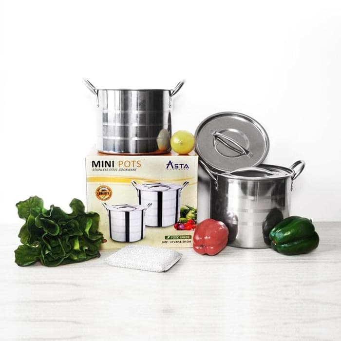 Panci stainless steel set 2pc 17cm &amp; 19cm ASTA mini pots ASMP 01