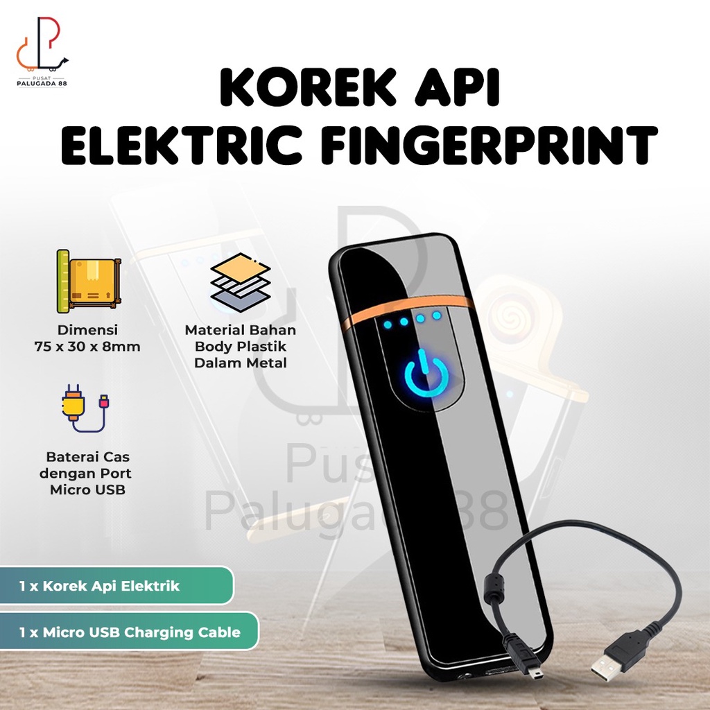 Korek Api Elektric Finger Print Usb 517 DY-168 Sensor Plasma Pulse Elektrik Fingerprint Touch LED Screen Display