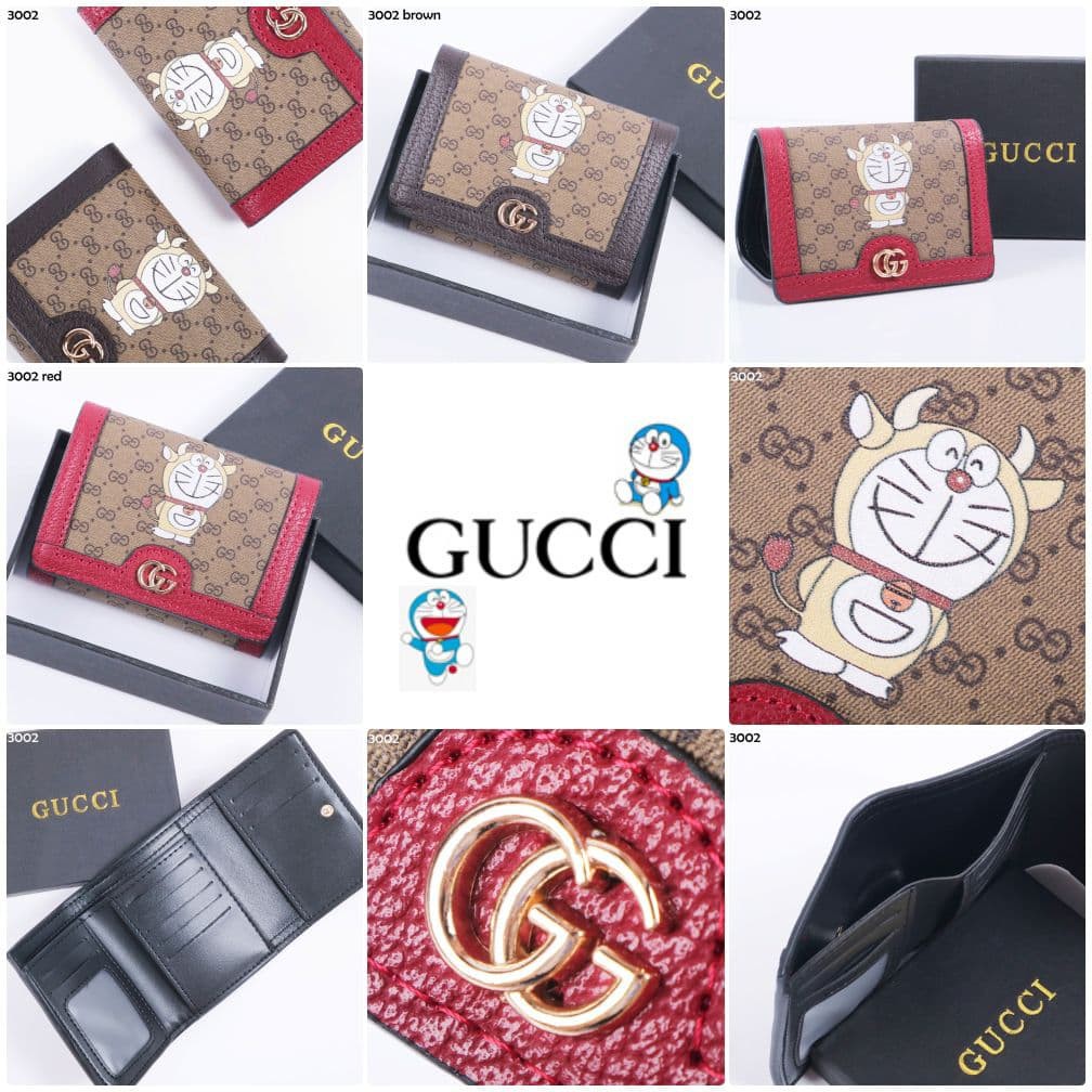 COD ❤️ Dompet Wanita GG Gucci x Doraemon Wallet Premium Import dompet lipat branded