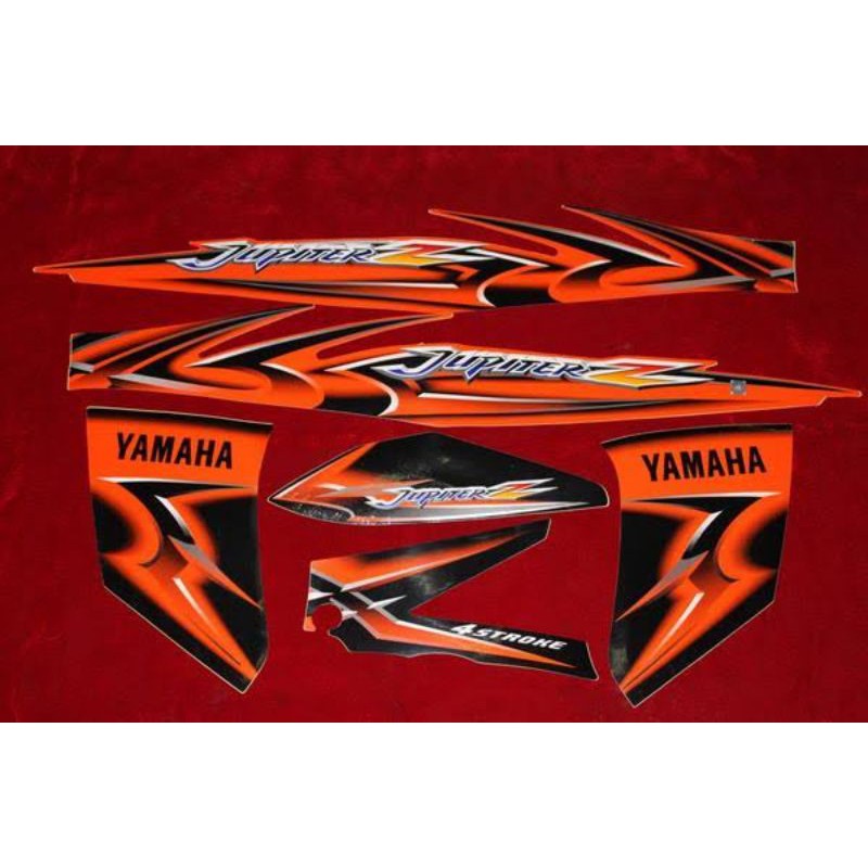 Striping sticker lis body yamaha jupiter z burhan 2006 hitam orange