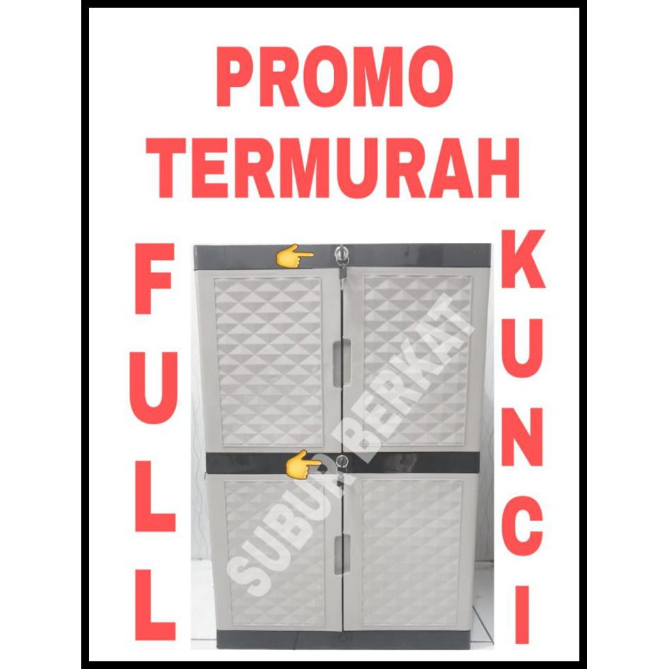 Lemari Plastik Lemari Pakaian DIAMOND 4 SUSUN KUNCI - 2 Susun