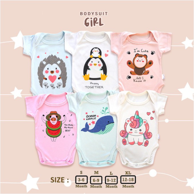 Bodysuit Girl 3-18 Bulan JK Labels Jumper Motif Anak Perempuan CBKS