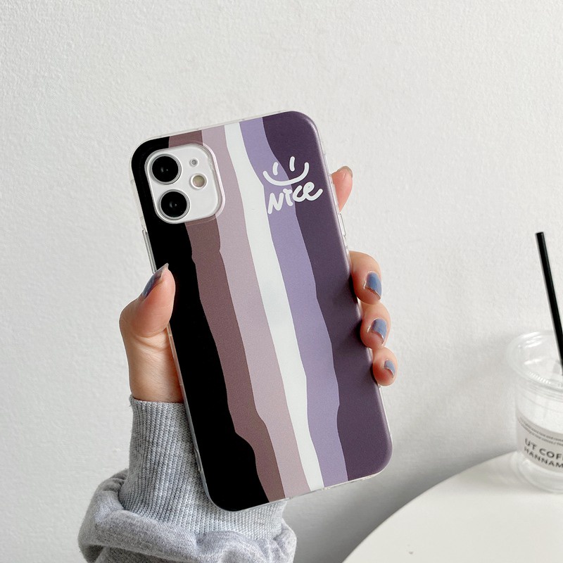 Nice Smile Black Rainbow Silicone Case OPPO A3S A31 A5 A9 A7 AS5 A12 A11K A5 A76 A33 F9 A52 A92 F11 A16 A54 A74 A95 A96 A36 4 5 6 6Z 7 8 C12 C15 C25 C31 C35 9i Cover
