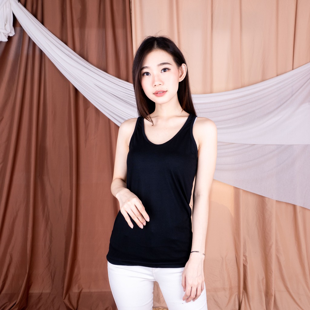 BEE - Tangtop premium Wanita / Tanktop ESSEN / Tank Top Tali BESAR / Singlet Wanita Exxen-HITAM
