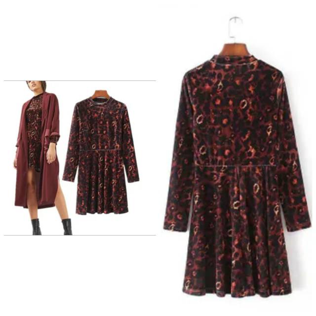 Tunik merah motif macan leopard