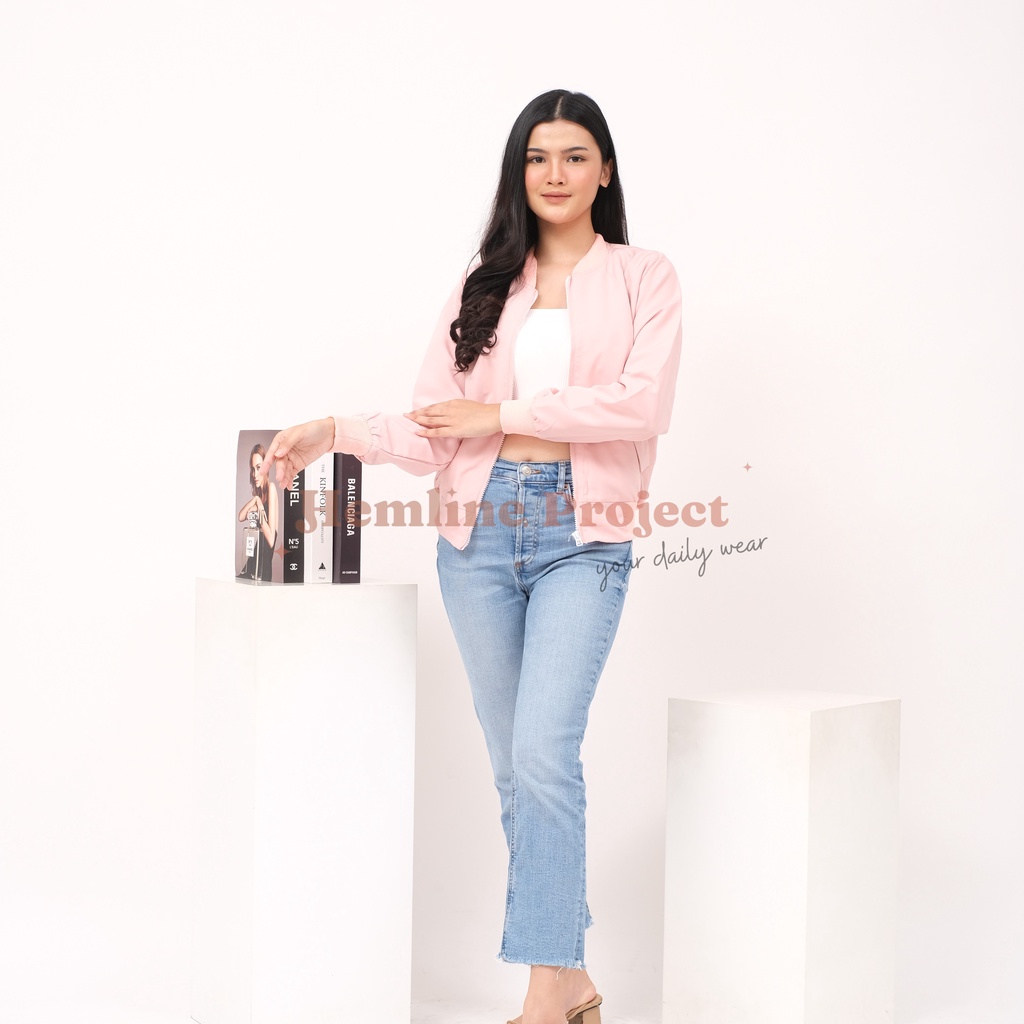 Gania Bomber Jaket Peach - Jaket Parasut Wanita