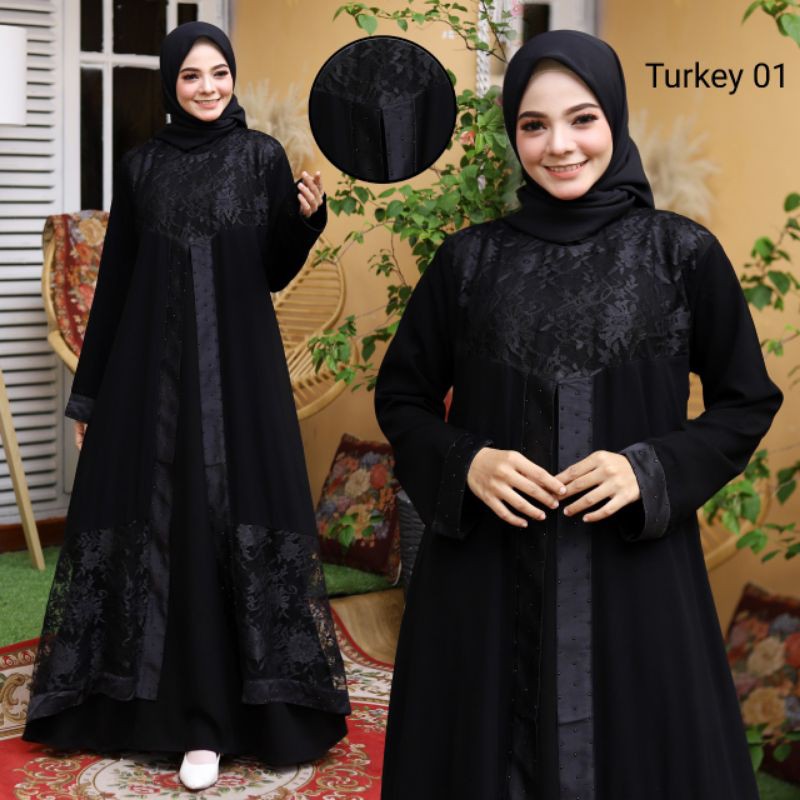 BEST MUZA ABAYA ARAB ABAYA HITAM MIDI DRESS MUSLIM TURKEY 01