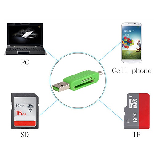 2 in 1 Card Reader OTG Micro USB TF SD Card Universal Untuk PC Phone