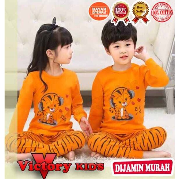 Victory kid's setelan/piyama tangan panjang anak laki-laki-perempuan 1-10 thn