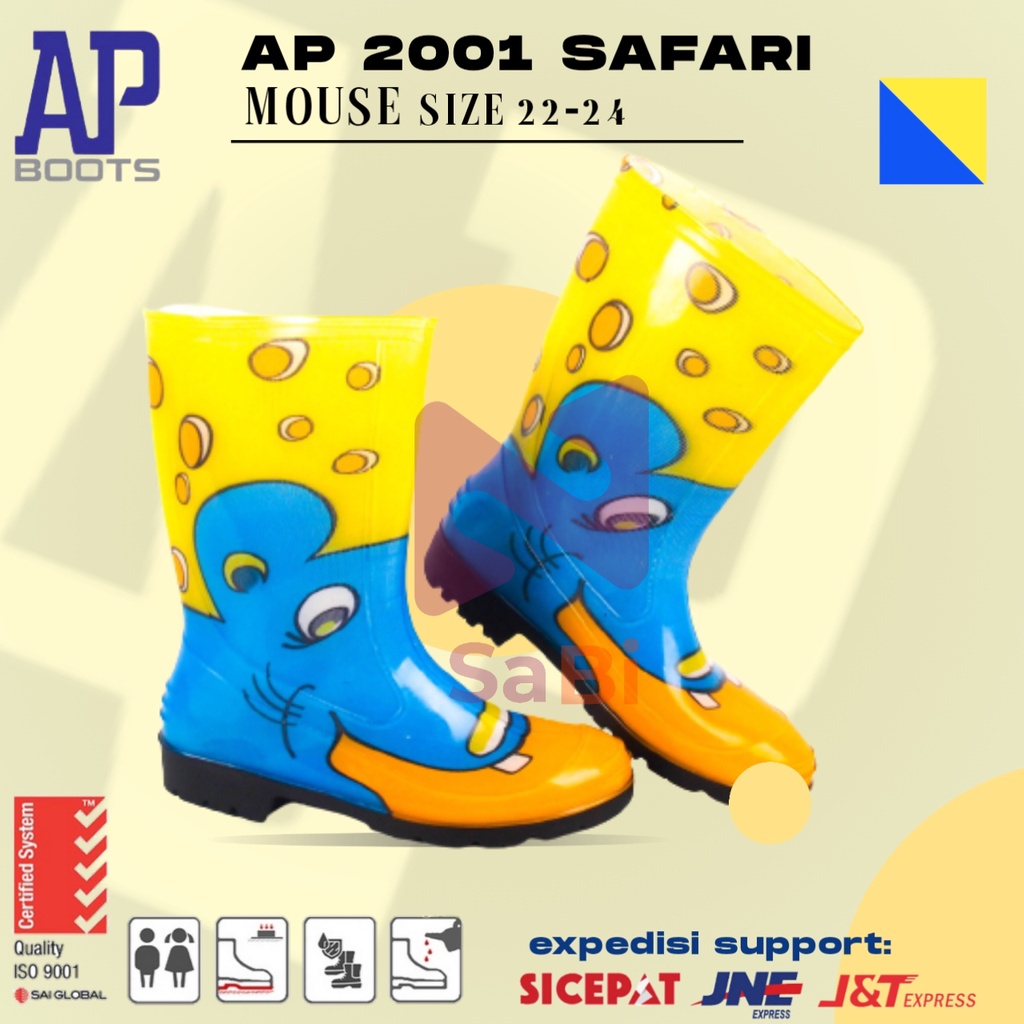 Sepatu Boot Anak AP BOOTS 2001 Mouse - Sepatu Boot Karet Motif Tikus/sepatu anak kecil/boots anak-an