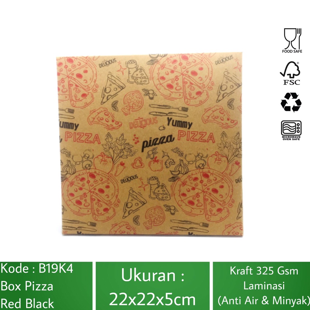 Box Pizza Motif 22X22X5 Bahan 325 Gsm (B19K4Z1-Laminasi)