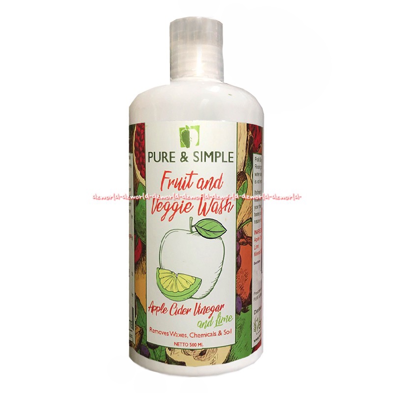 Pure &amp; Simple Fruit and Figgie Wash 500ml Apple Cider Binegar Lime Cairan Sabun Pencuci Buah dan Sayur Sayuran Pure n Simple Pure Simpel