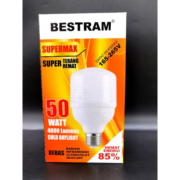 Lampu Led 50w Bestram Supermax, warna cahaya putih 6500K, garansi 1tahun