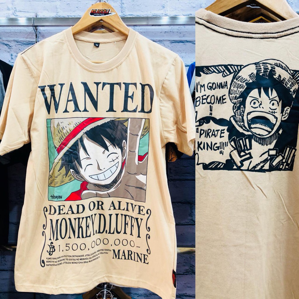 Kaos Luffy wanted Cream 1,5M Berry