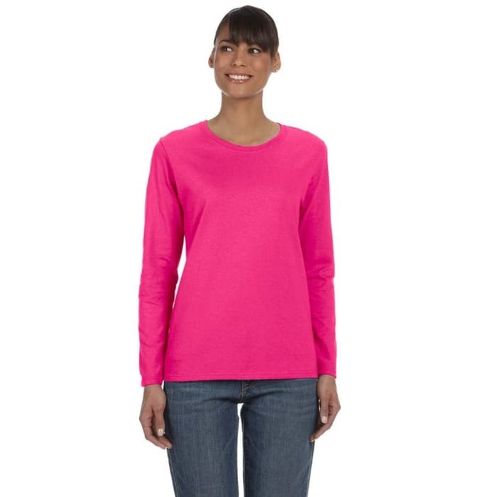 LENGAN PANJANG CEWEK KAOS LADIES warna PINK FANTA