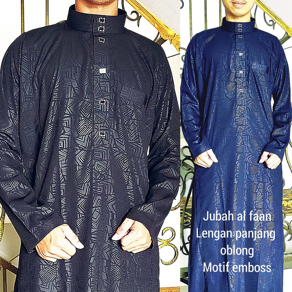 Baju Jubah Pria Gamis Pria Jubah Muslim Gamis Muslim Pria Jubba al faan motif embos lengan oblong mo