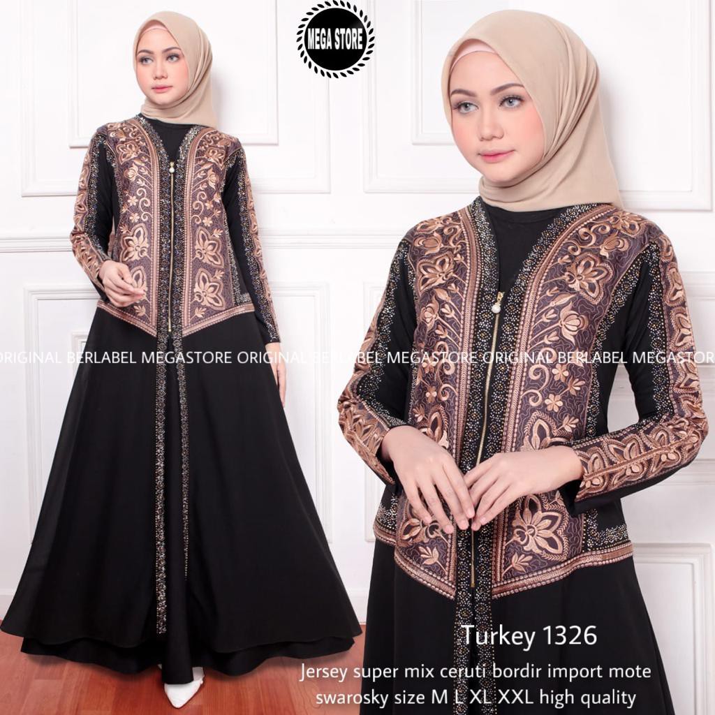 Premium Abaya Turkey Hitam 1337/1326 By MEGA STORE/ ABAYA ARAB by MEGA STORE