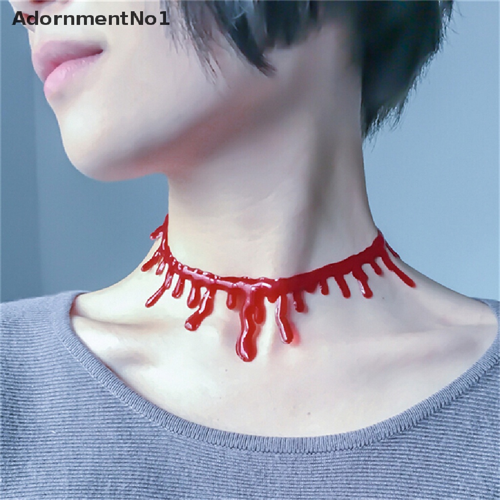 (AdornmentNo1) Kalung Choker Gaya Punk Rock Motif Darah Deathrock Untuk Wanita / Pesta Halloween