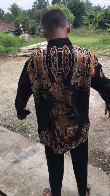 Batik Pria Kresna Wayang Size M - Xxl Batik Solo Katun Sragenan Full Furing