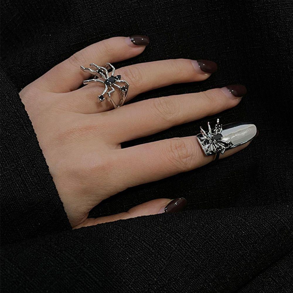 Needway Spider Ring INS Vintage Perhiasan Hadiah Cincin Jari Telunjuk Adjustable Gadis Pembukaan Rings