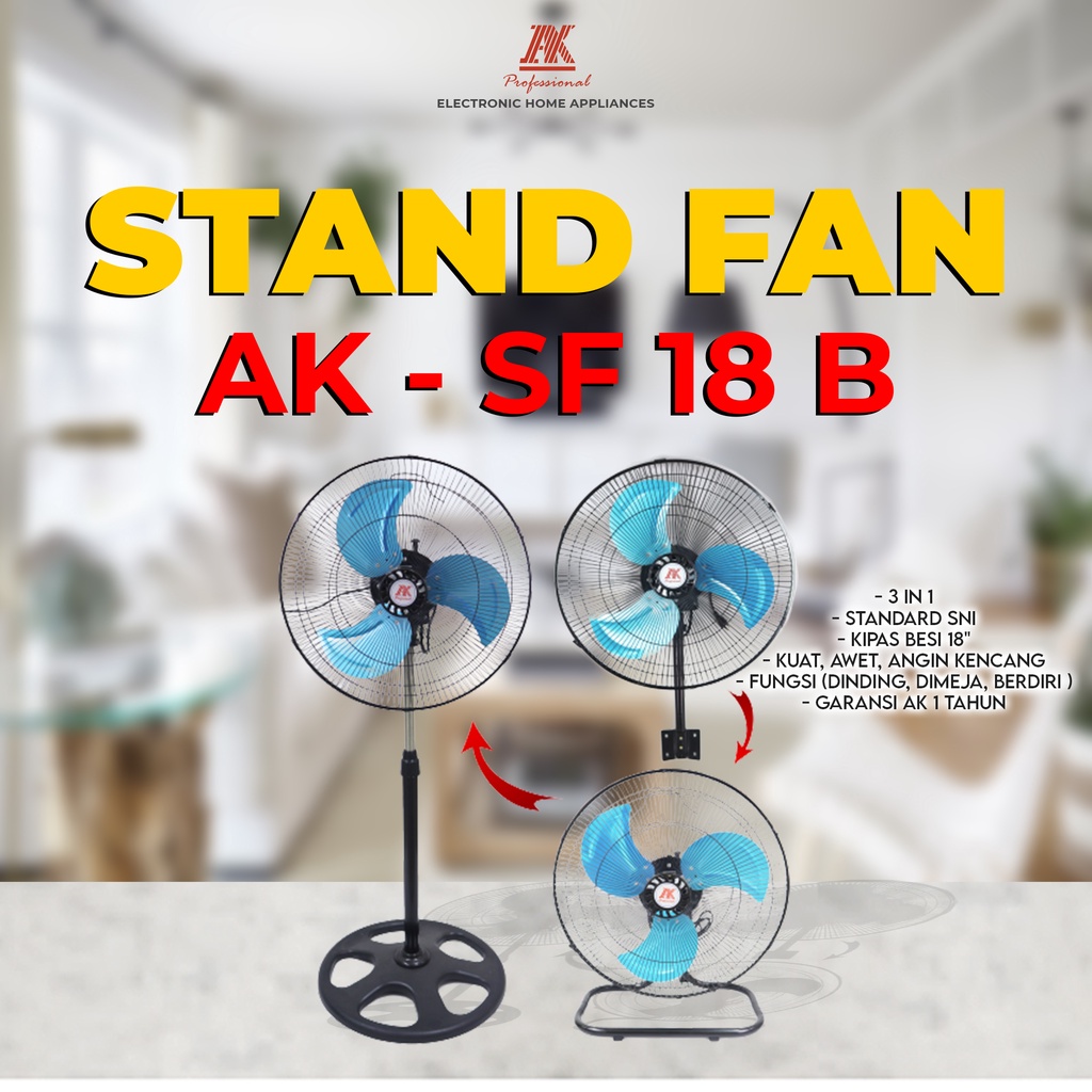 AK Stand fan / Kipas Angin 18 Besi 3 in 1 MURAH BANGET / GARANSI RESMI