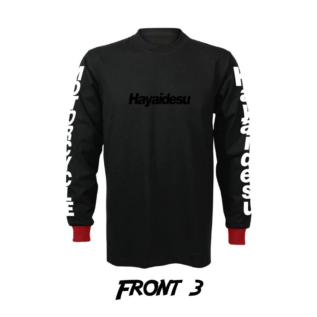 

Hayaidesu Black Logo Print T Shirt Long Sleeve