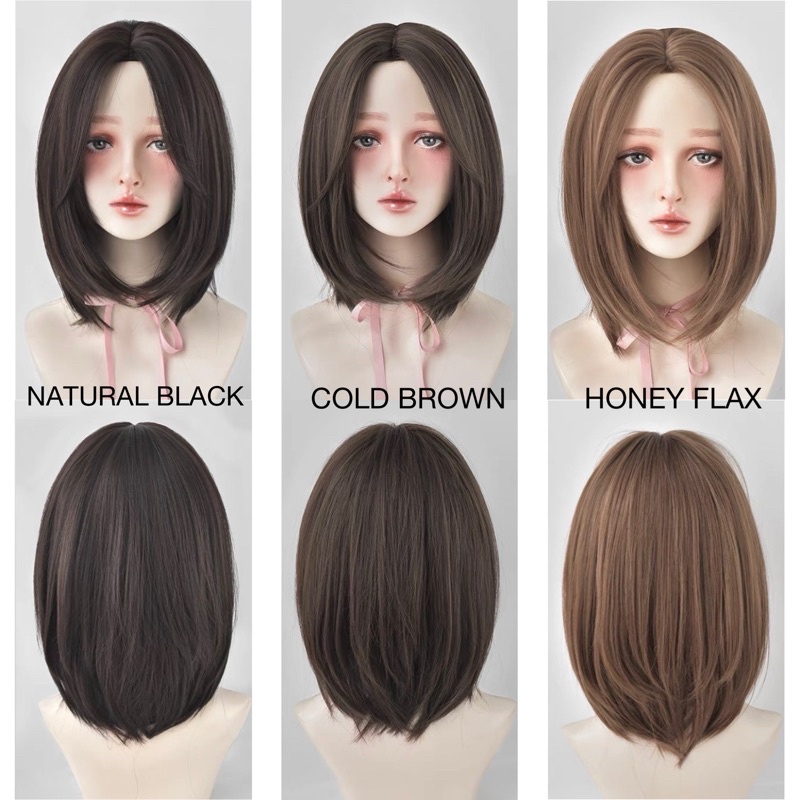 119 full wig korean straight tanpa poni short 39 cm