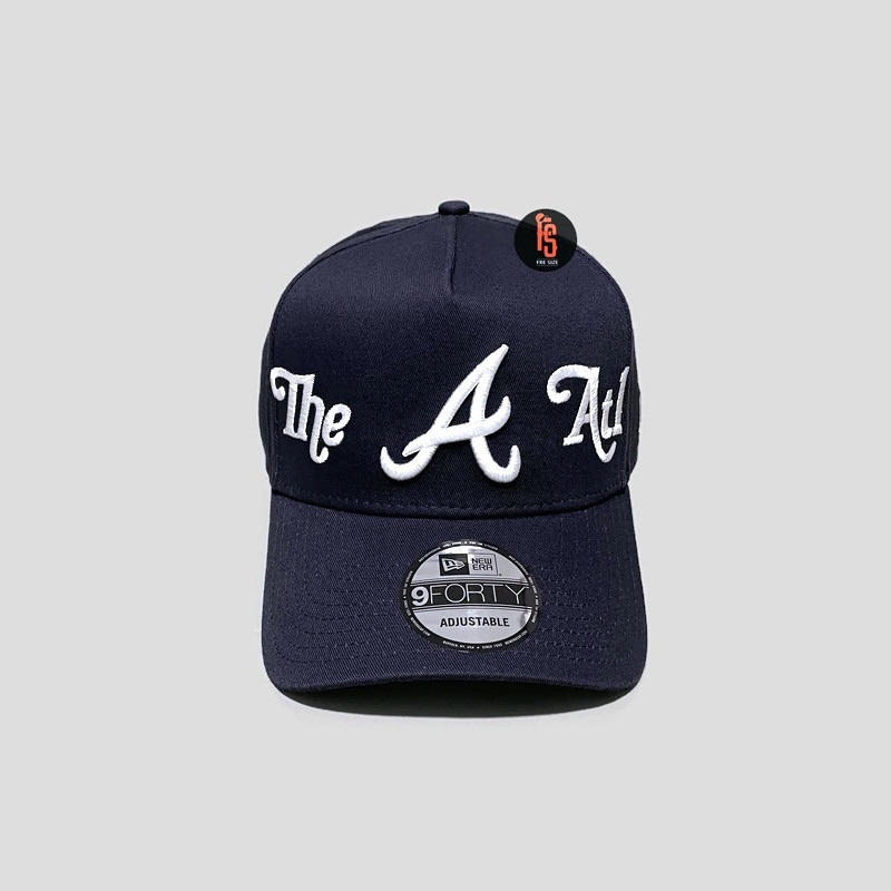 TOPI NEW ERA ORIGINAL A FRAME NICKNAME ATLANTA BRAVES NAVY WHITE