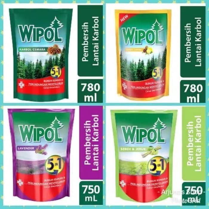 Wipol Karbol Pembersih Lantai Cemara / Jeruk / Lavender / Sereh Refill Pouch 800 ml