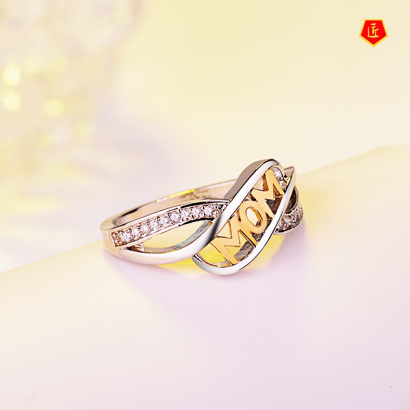 [Ready Stock]Creative Fashion Love Mom Ring 18K Gold Color Separation