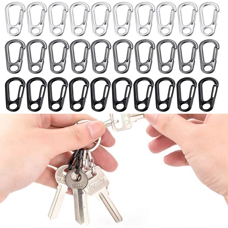 5pcs / Set Gantungan Kunci Carabiner Mini Bahan Metal Untuk Camping / Hiking / Outdoor