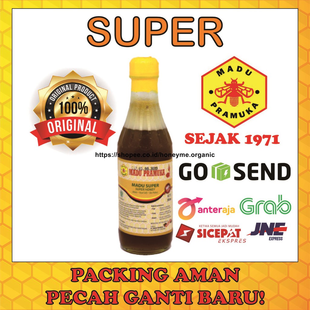 

Madu Super Royal Jelly Bee Pollen Murni Pramuka Asli Alami 350ml Cocok untuk Program Hamil Promil
