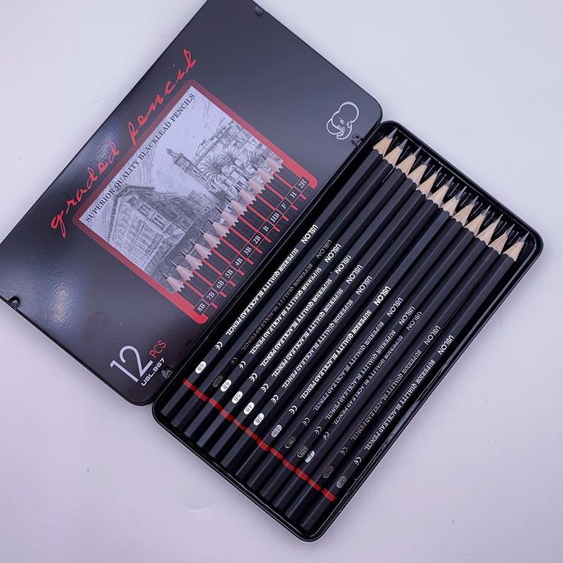 

[KODE BAQYP] isi 12 pcs Pensil gambar sketsa set lengkap 2H H F B HB 2B 3B 4B 5B 6B 7B 8B Charcoal Pencils Set