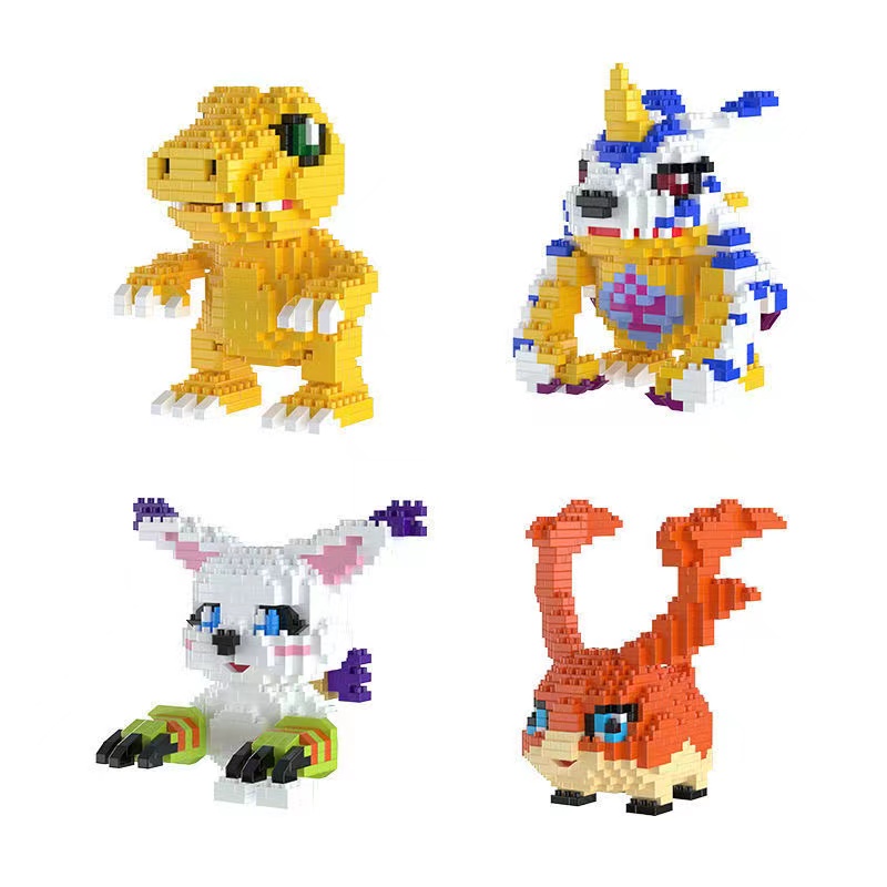 Mainan Edukasi Anak Laki-Laki / Perempuan Balok Bangunan Desain Monster Digimon Kuno