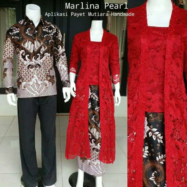 Batik Pekalongan Sarimbit Kebaya Brukat Mutiara Payet Gf