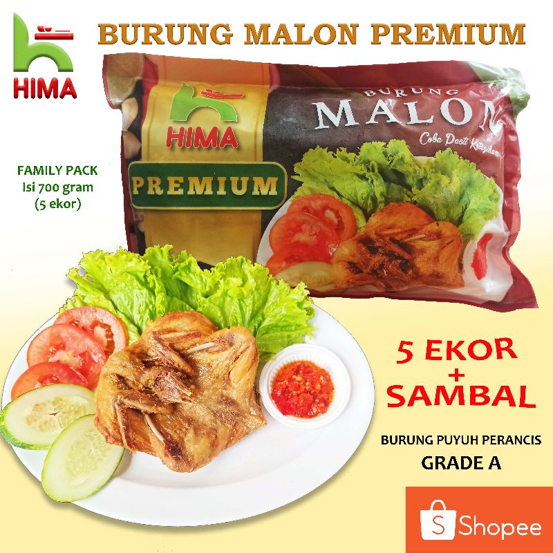 BURUNG MALON / PUYUH PERANCIS UNGKEP PREMIUM (5 Ekor+Sambal) Siap Saji - HIMA