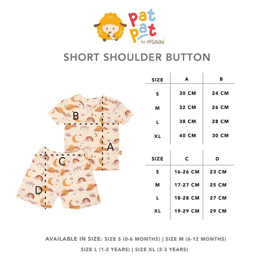 Mooi Pat Pat Short Button Shoulder /SETELAN PENDEK/ Kancing Depan-Pundak