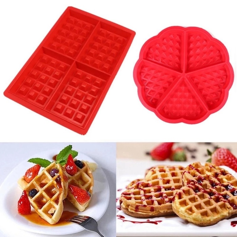 Cetakan Waffle / Coklat / Biskuit / Kue Bentuk Hati / Kotak Bahan Silikon Reusable Diy