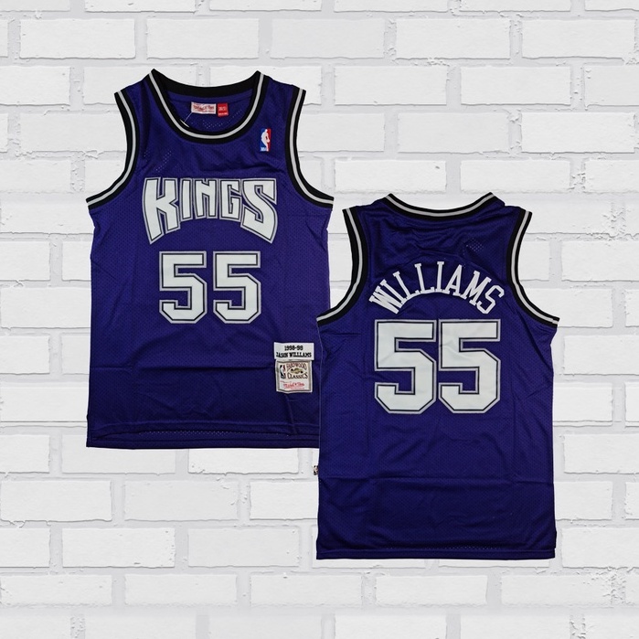 Jason Williams #55 Sacramento kings Basketball Maillots Jersey Cousu Blanc