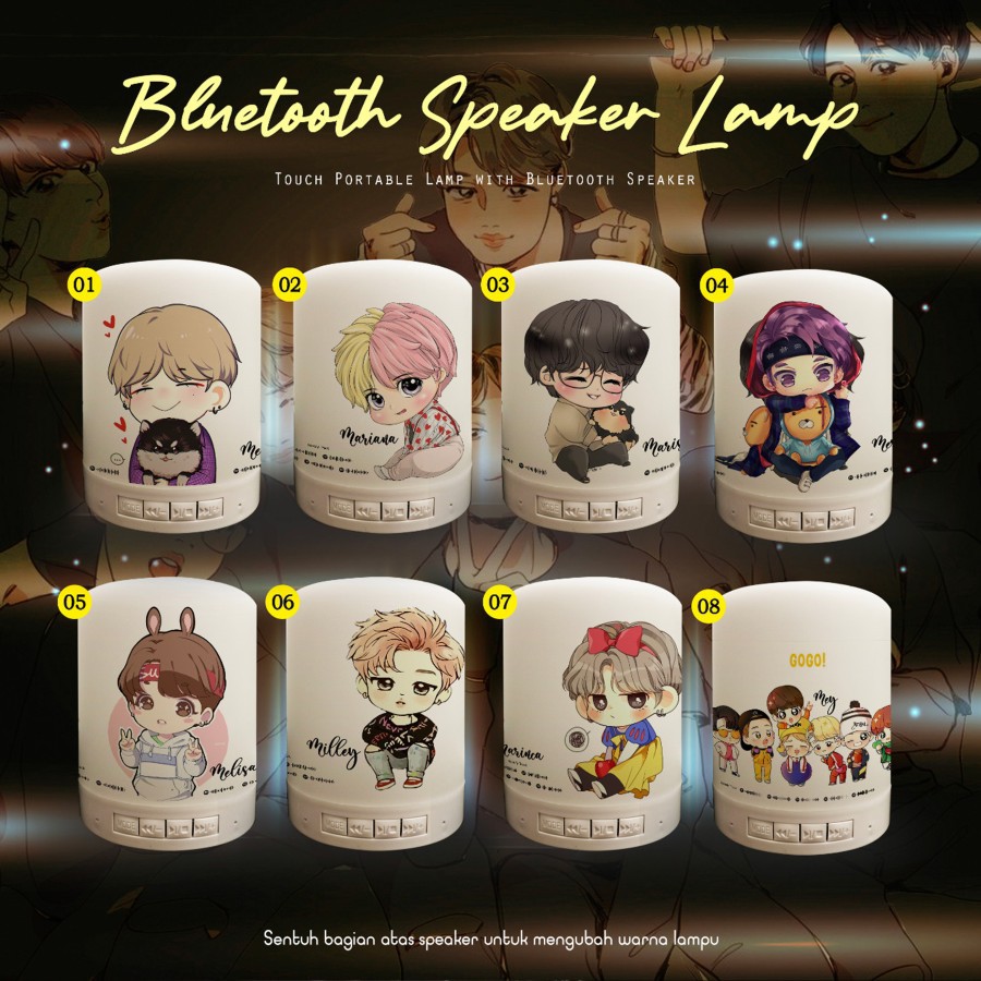 speaker bluetooth custom tema BTS / speaker lampu tidur custom / kado ultah