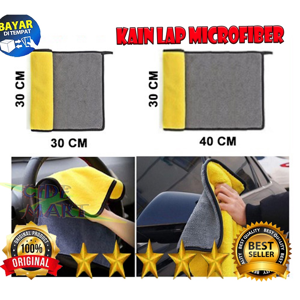 Kain Lap Microfiber Serbaguna 30X30 &amp; 30X40 CM 2 Sisi Halus Multifungsi 500GSM