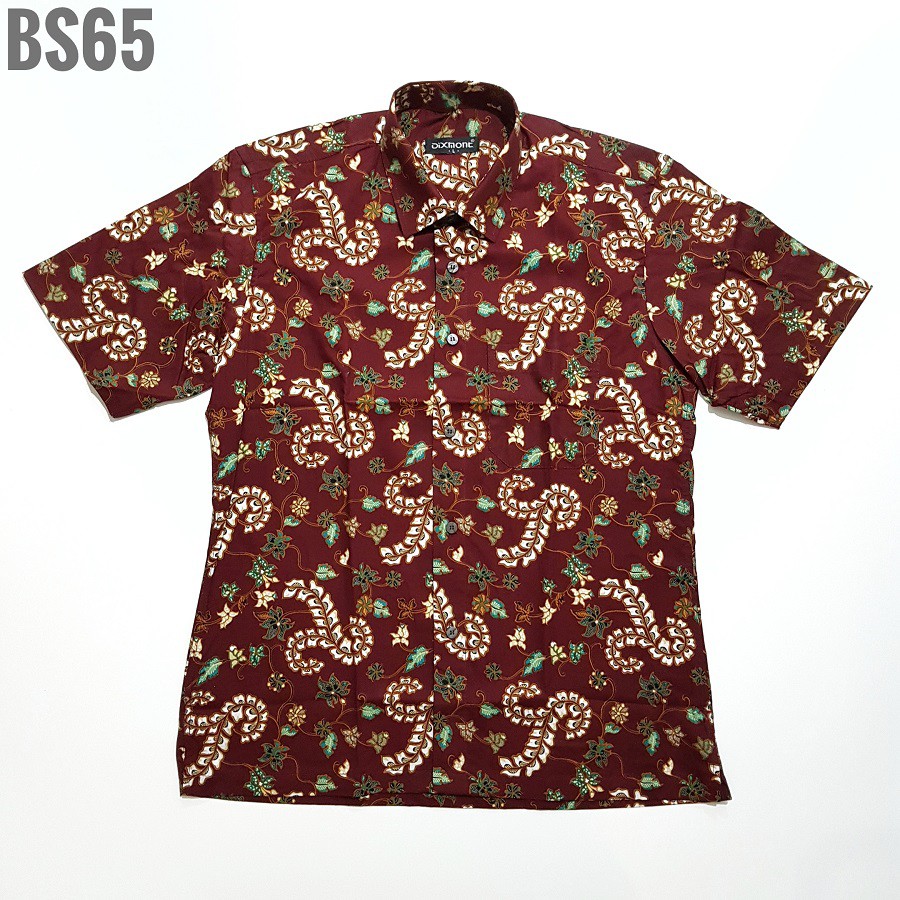 Kemeja Batik Pria Lengan Pendek BS65 Katun Motif Modern Dixmont Semi Slim Fit Premium