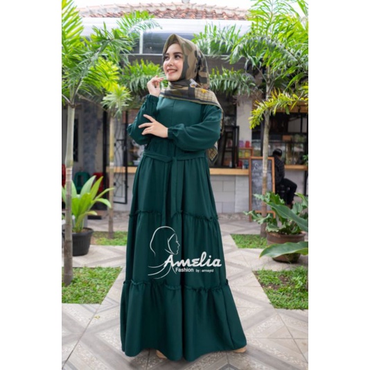 Gamis Amelia fashion canda susun ity crepe premium