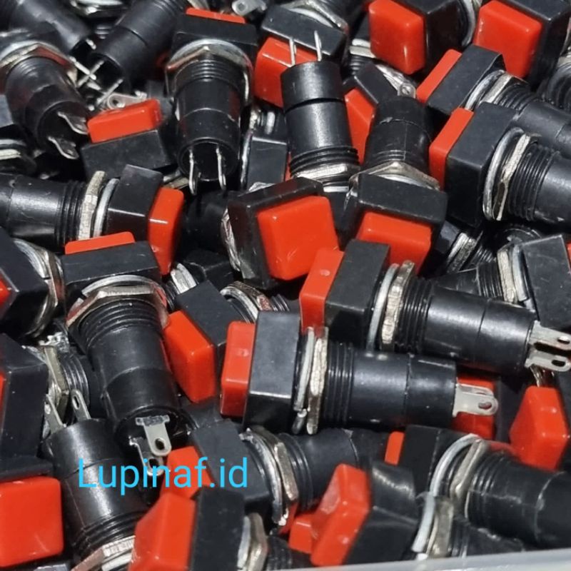 PUSH ON OFF 2P SEGI MERAH KOTAK 2 PIN