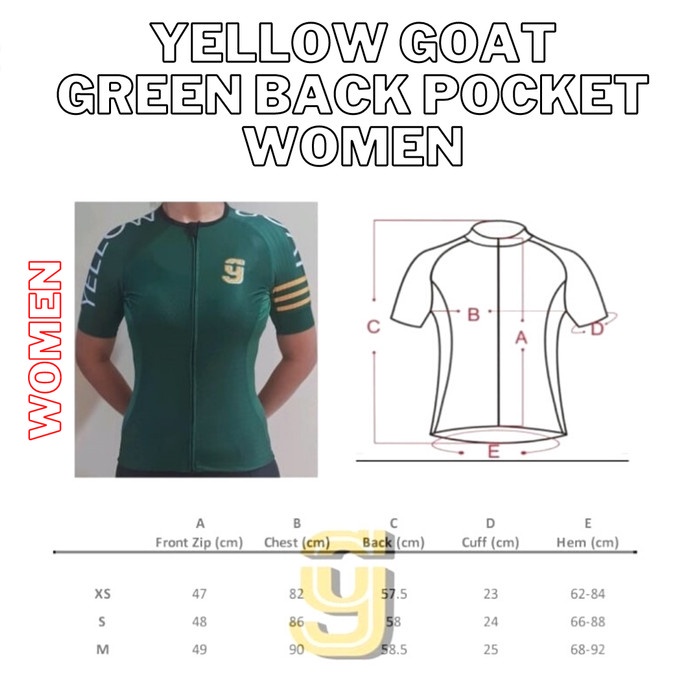 Yellow Goat Cycling Jersey Sepeda Green Back Pocket Women