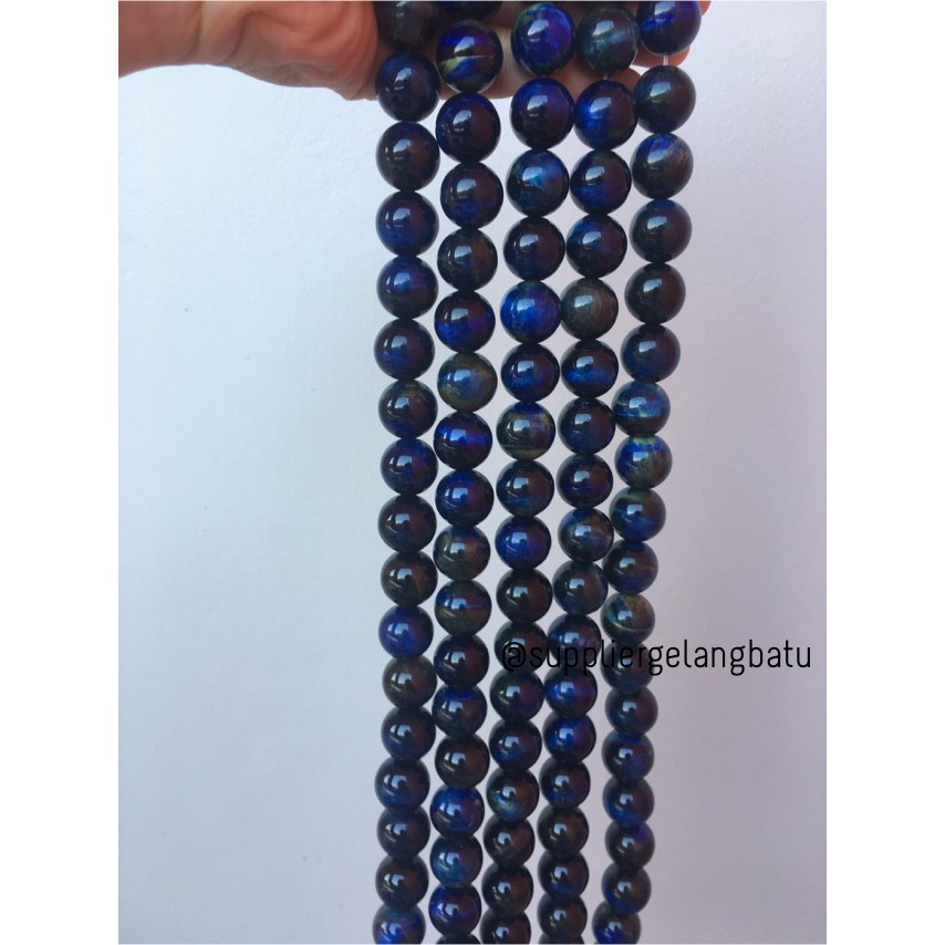 batu Blue Tiger Eye 16mm mata harimau biru biduri sepah akik premium aksesoris fasion pernak pernik