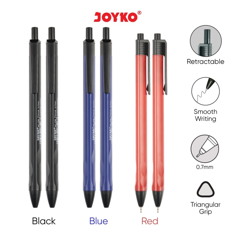 

Pulpen/Ball Pen/Pena Focus Joyko BP-338 Focus 0.7 mm PER LUSIN