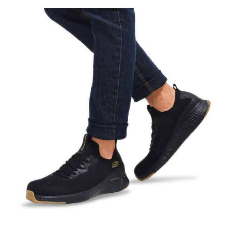 SKECHERS SOLAR FUSAGE - VALEDGE  SEPATU PRIA ORIGINAL 52757/BKGD BLACK - GOLD