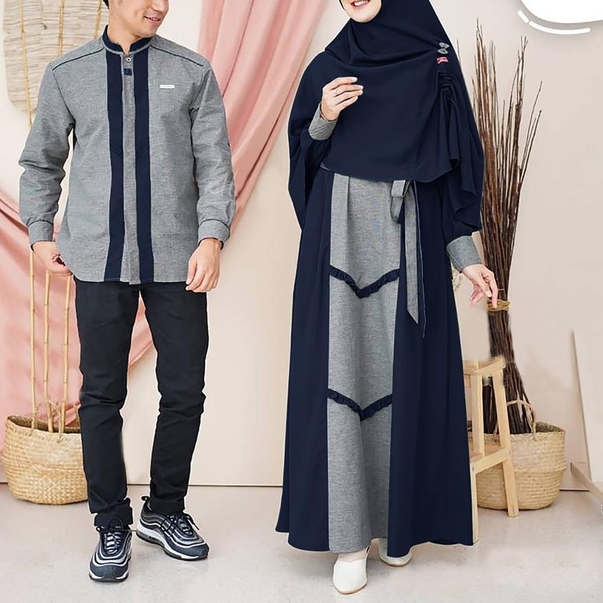 ✷ PROMO - Asoka Couple Baju Pasangan Gamis Syari Set Kemeja Koko Muslim Fashion Setelan Lebaran ◘
