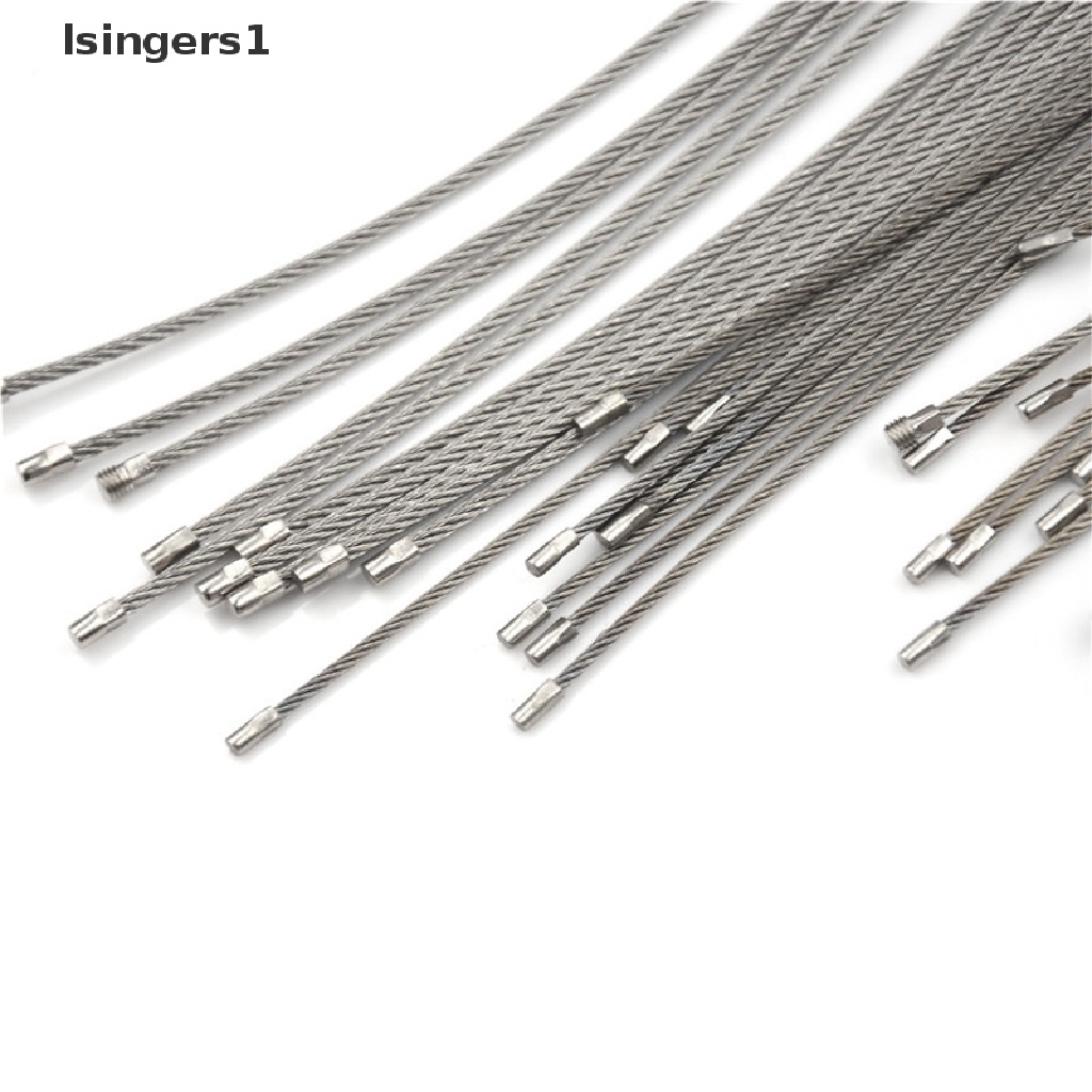 (lsingers1) 10pcs Gantungan Kunci Kabel Bahan Stainless Steel Ukuran 10 / 15 / 20cm Untuk Hiking